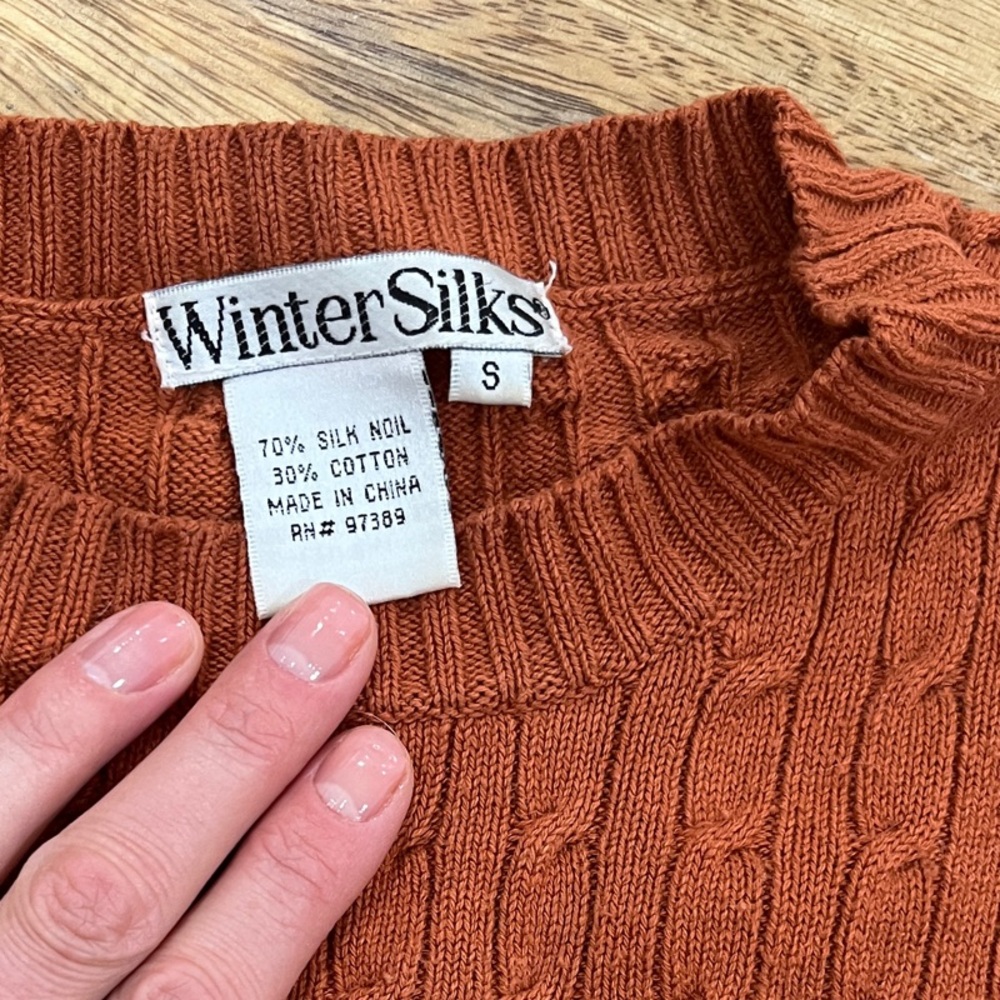 WinterSilks Women's Cowl Neck Sweater in Rich Orange
